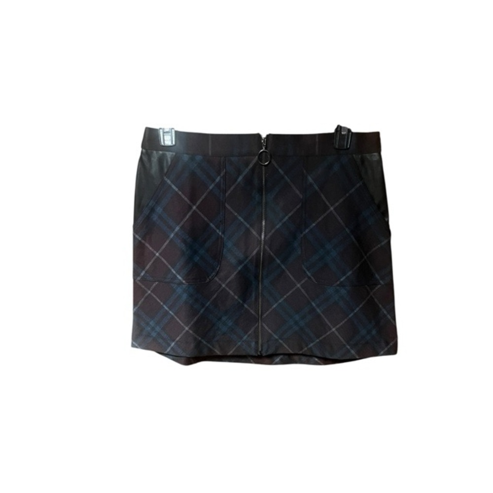 Laundry By Shelli Segal Black and Blue Plaid Mini Skirt